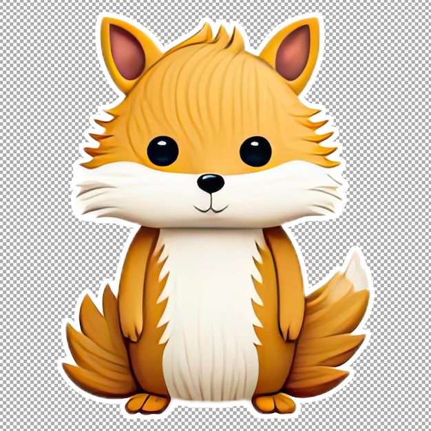 PSD cartoon cute animal character with minimalist color for stickers or clip art