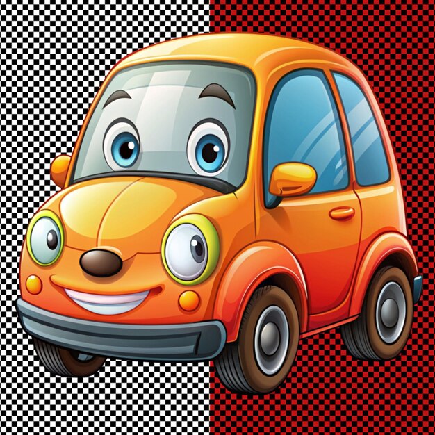 PSD cartoon cute car on transparent background