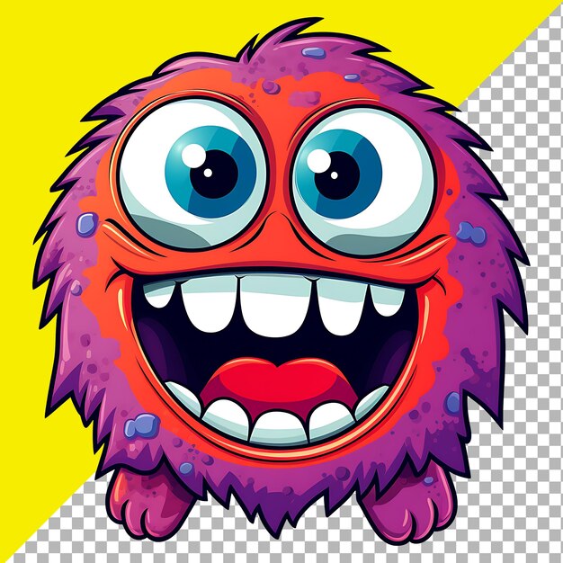 PSD cartoon cute monster clipart kids illustration for sticker and t shirt design