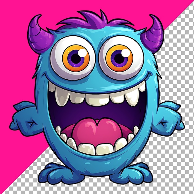 PSD cartoon cute monster clipart kids illustration for sticker and t shirt design