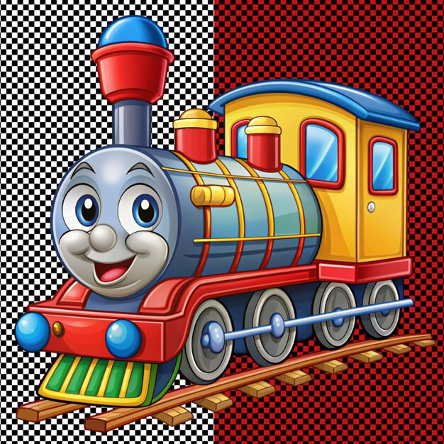 PSD cartoon cute train on transparent background