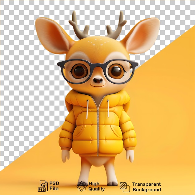 PSD 透明な背景に隔離されたジャケットを着たアニメの鹿はpngファイルを含みます