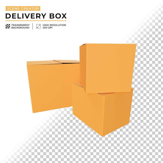 Cartoon delivery box for scene creation