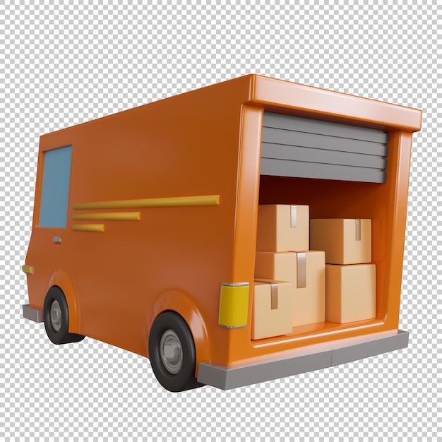 cartoon delivery truck with packages