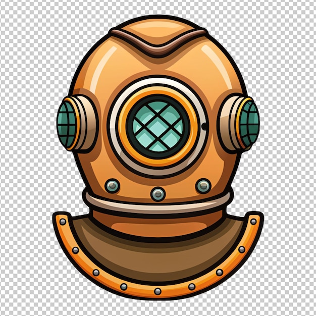 PSD cartoon diving halmet on transparent background