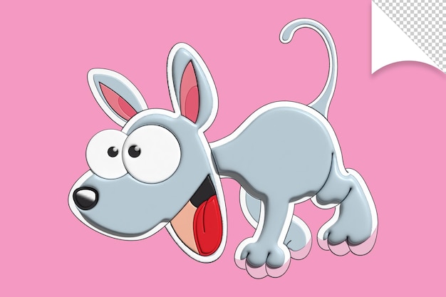 A cartoon dog with a pink background that says'dog'on it