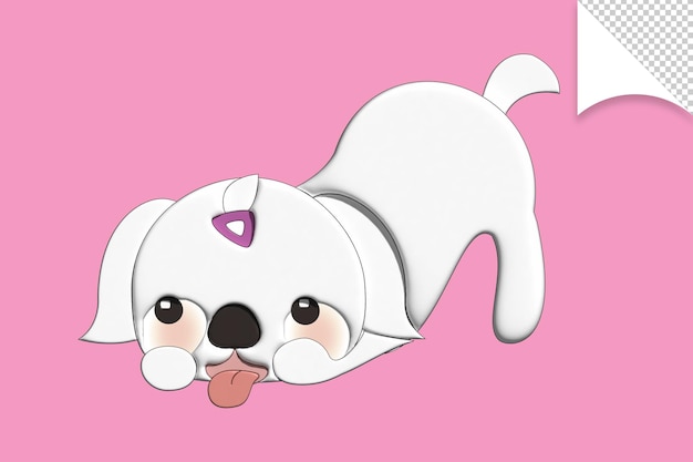 Un cane cartone animato con uno sfondo rosa e la parola amore sul davanti.