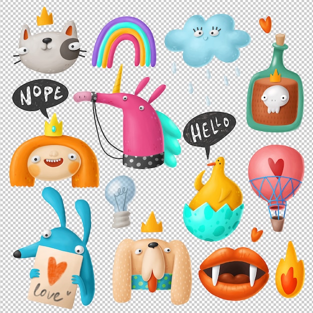 Cartoon doodles clipart collectie