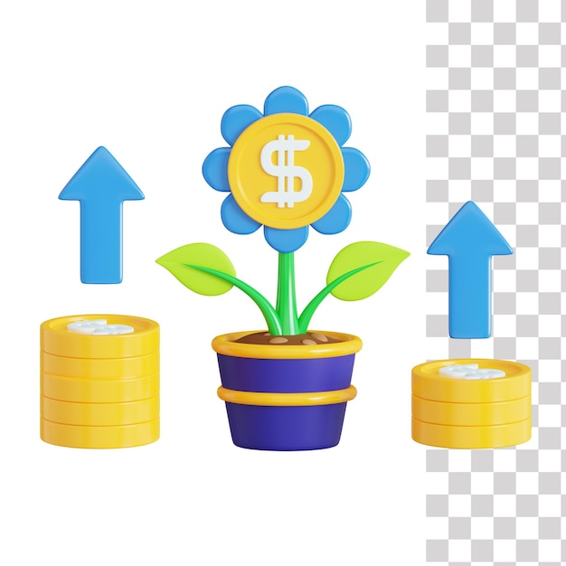 PSD a cartoon drawing of a flower with a dollar sign on it