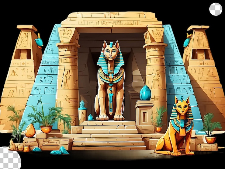 PSD cartoon egyptian pyramid interior png transparent