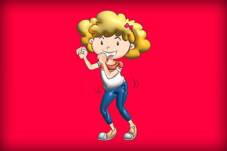 PSD cartoon and elements objects with modern character 3d render psd