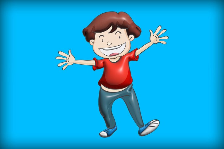 PSD cartoon and elements objects with modern character 3d render psd