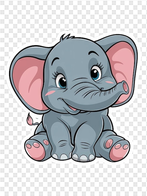 PSD a cartoon of an elephant with eyes and a pink nose