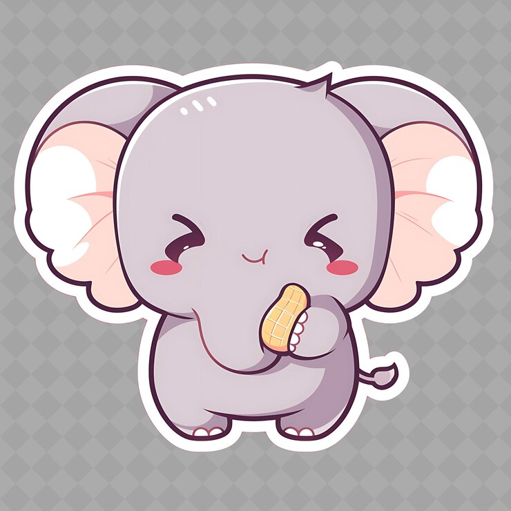PSD a cartoon elephant with a sticker that says quot baby elephant quot