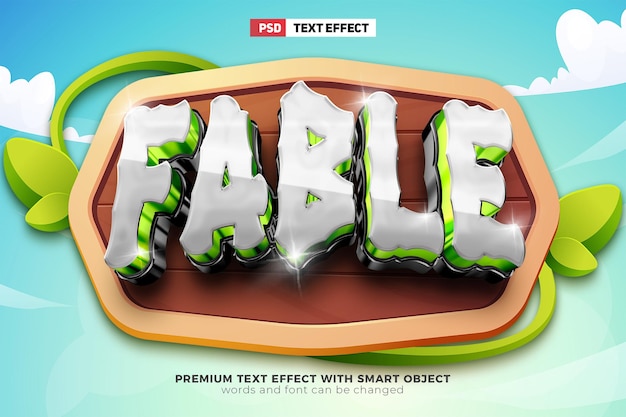 Шаблон редактируемого текстового эффекта Cartoon Fable 3D