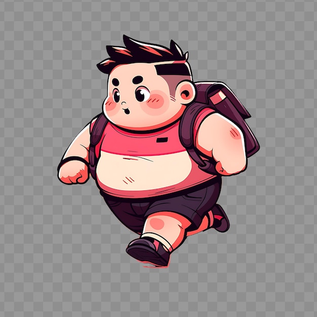 PSD a cartoon of a fat man with a backpack and a backpack