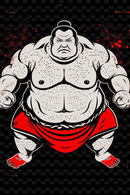 PSD a cartoon of a fat man with a red shirt and shorts