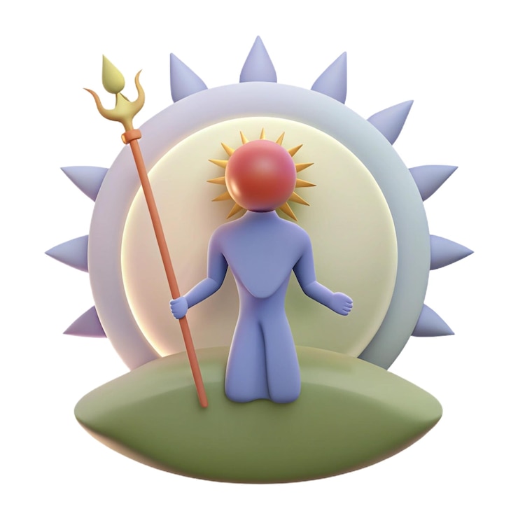 PSD a cartoon figure with a red hat and a red hat is standing in a circle
