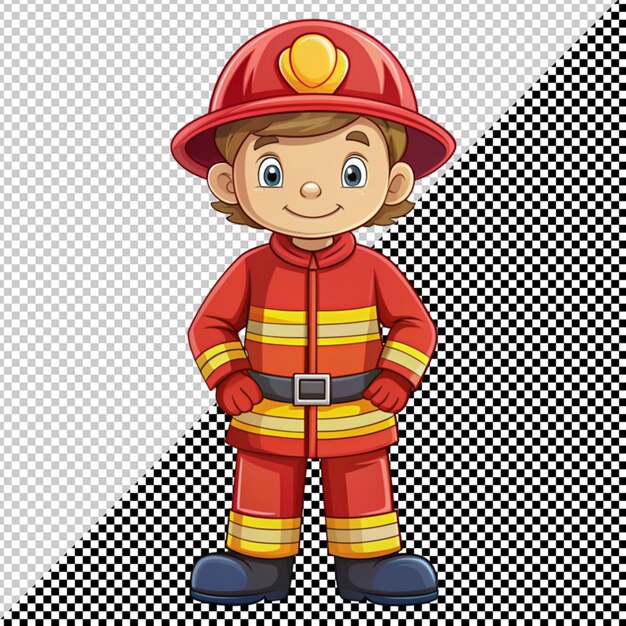 PSD cartoon fire fighter boy