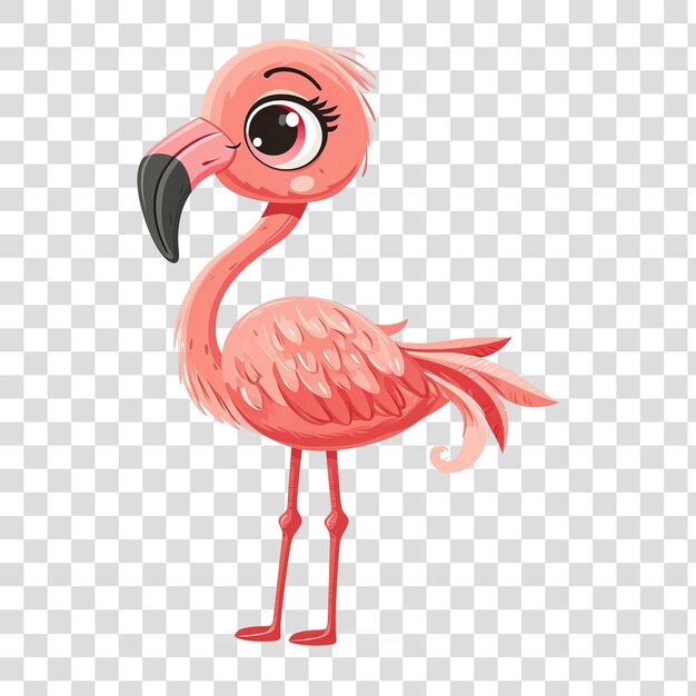 PSD cartoon flamingo isolated on transparent background png