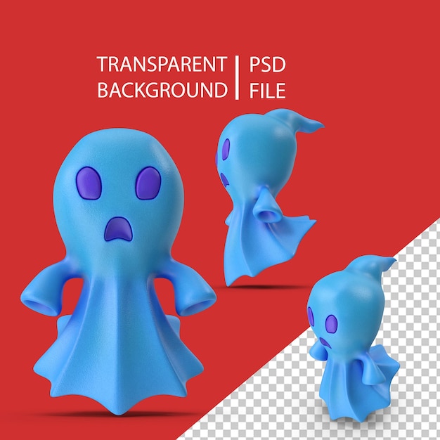 PSD cartone animato fantasma blu png