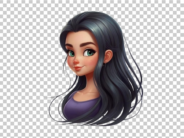 PSD cartoon girl hair on white background