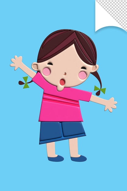 A cartoon girl with a pink shirt that says'i'm a girl '