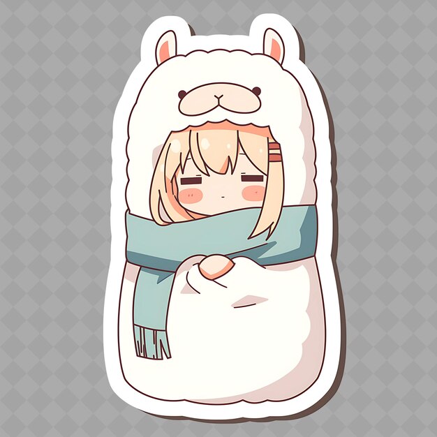 PSD a cartoon of a girl wrapped in a bear suit