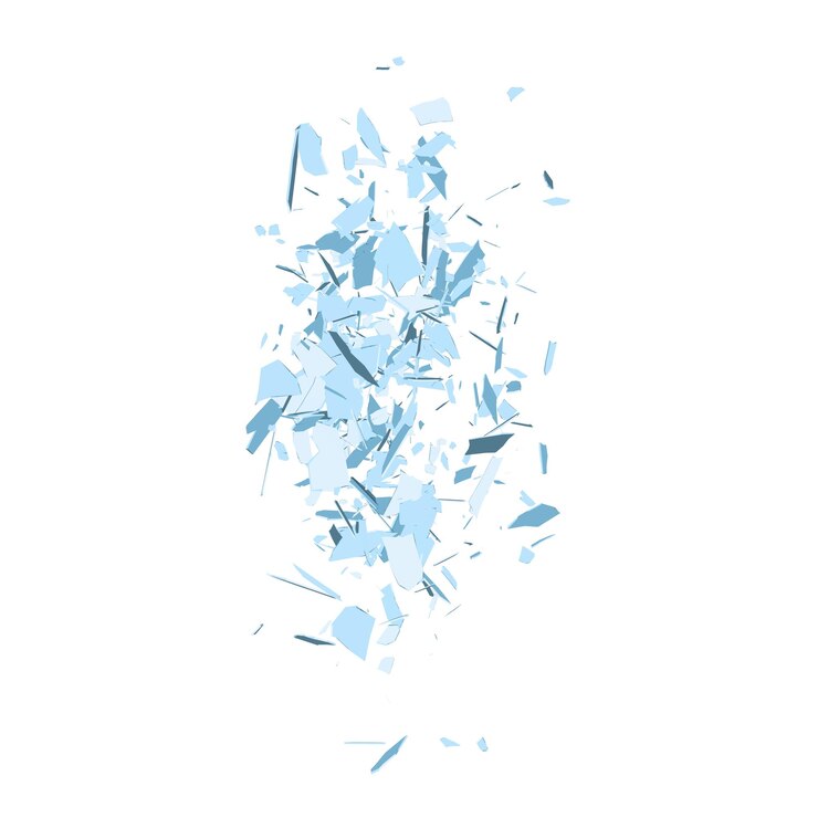 PSD cartoon glass debris isolated transparent background 3d rendering