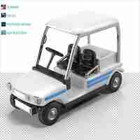 PSD cartoon golf car 3d render psd