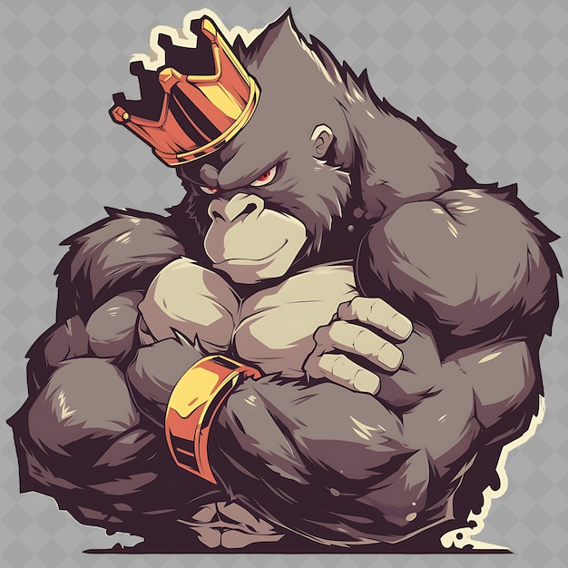 PSD a cartoon of a gorilla with a crown on his head