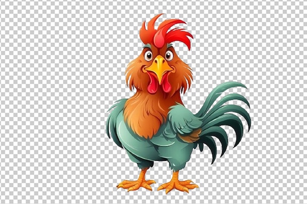 PSD cartoon grappig rooster op witte achtergrond