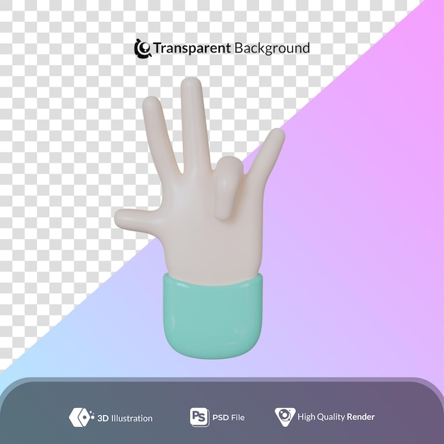 Cartoon hand Celebration gesture 3d illustration