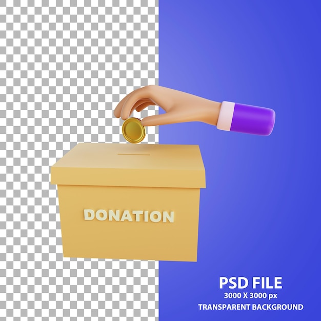 PSD cartoon hand donatie 3d-rendering