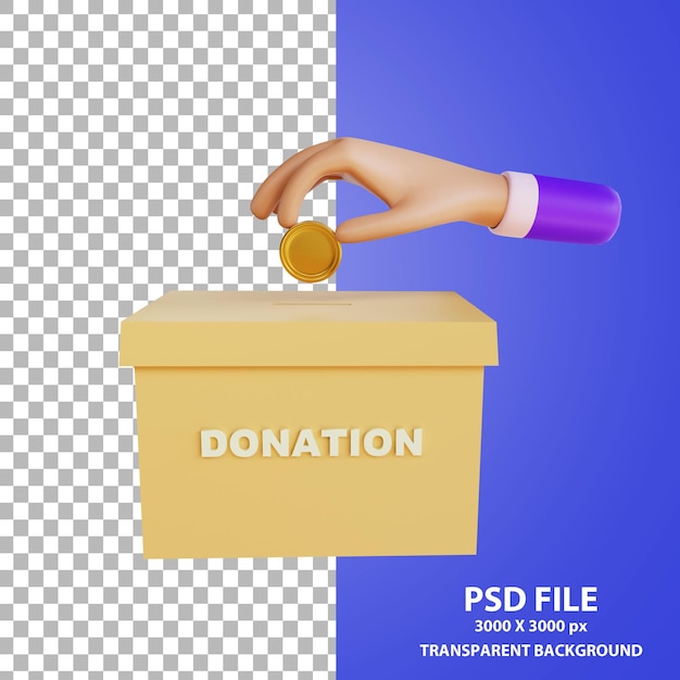 PSD cartoon hand donatie 3d-rendering