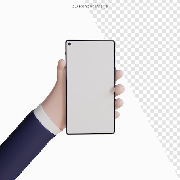 Cartoon hand met mobiele smartphone