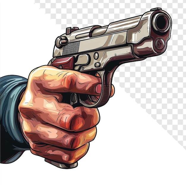 PSD cartoon hand met pistol twitch emote transparent