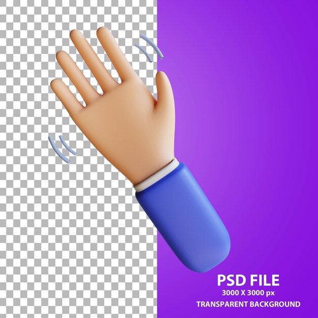 Mano del fumetto che posa saluto il rendering 3d