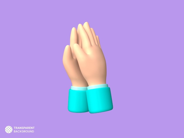 Cartoon mani in posa pregando rendering 3d