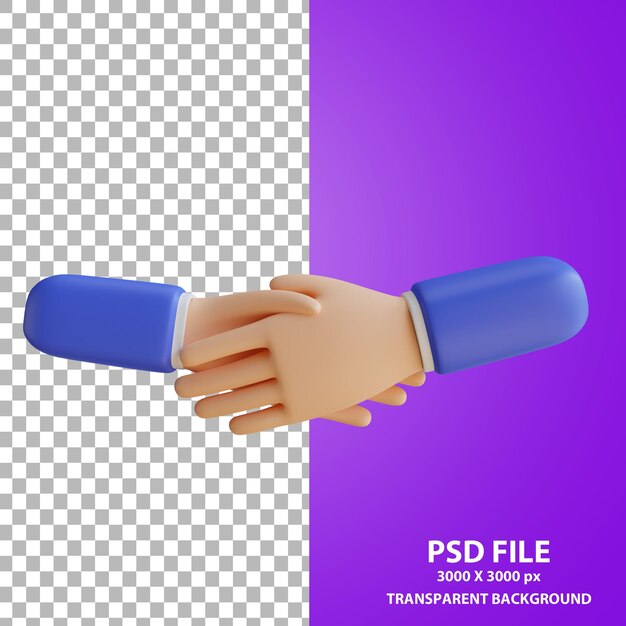 PSD 악수 3d 렌더링 포즈 만화 손