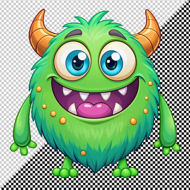 PSD cartoon happy monster vector on transparent background