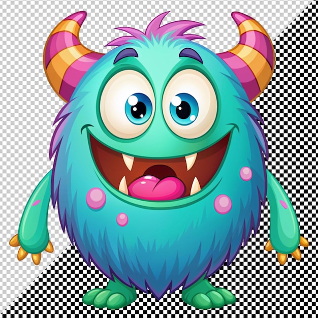 PSD cartoon happy monster vector on transparent background