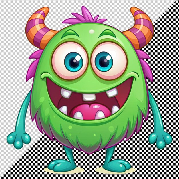 PSD cartoon happy monster vector on transparent background