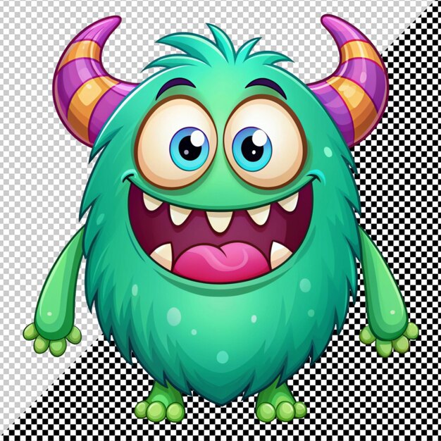 PSD cartoon happy monster vector on transparent background