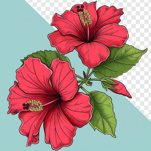 PSD cartoon hibiscus with refreshing nature theme