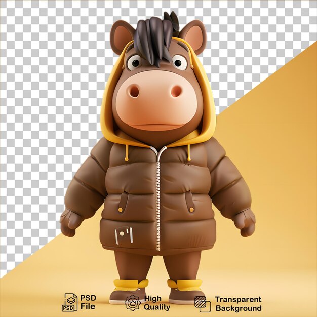 PSD cartoon horse wearing a jacket isolated on transparent background include png file