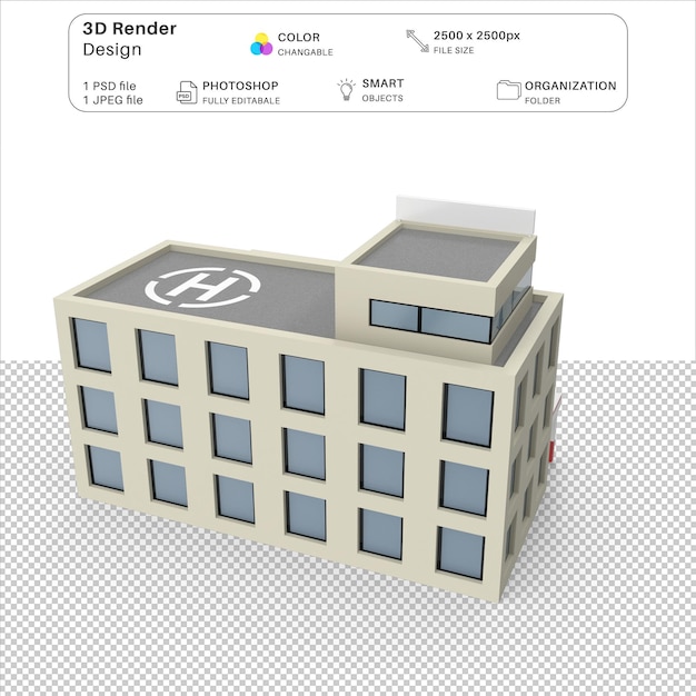 PSD Файл 3d-моделирования больницы мультфильмов