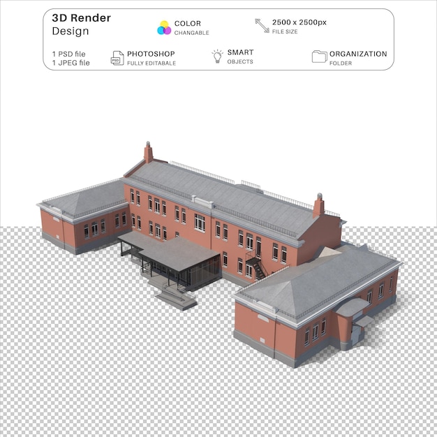 PSD 3d-моделирование больничного здания psd-файла