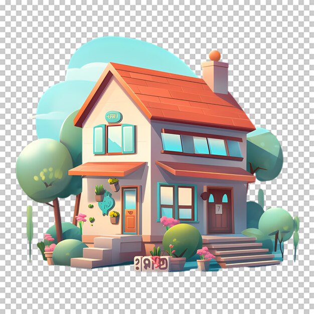 Cartoon house isolated on transparent background