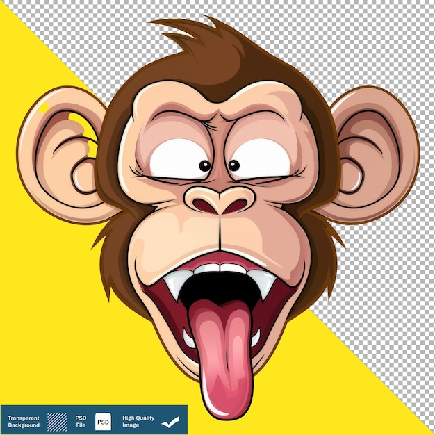 PSD cartoon hungry monkey face clipart transparent background png psd